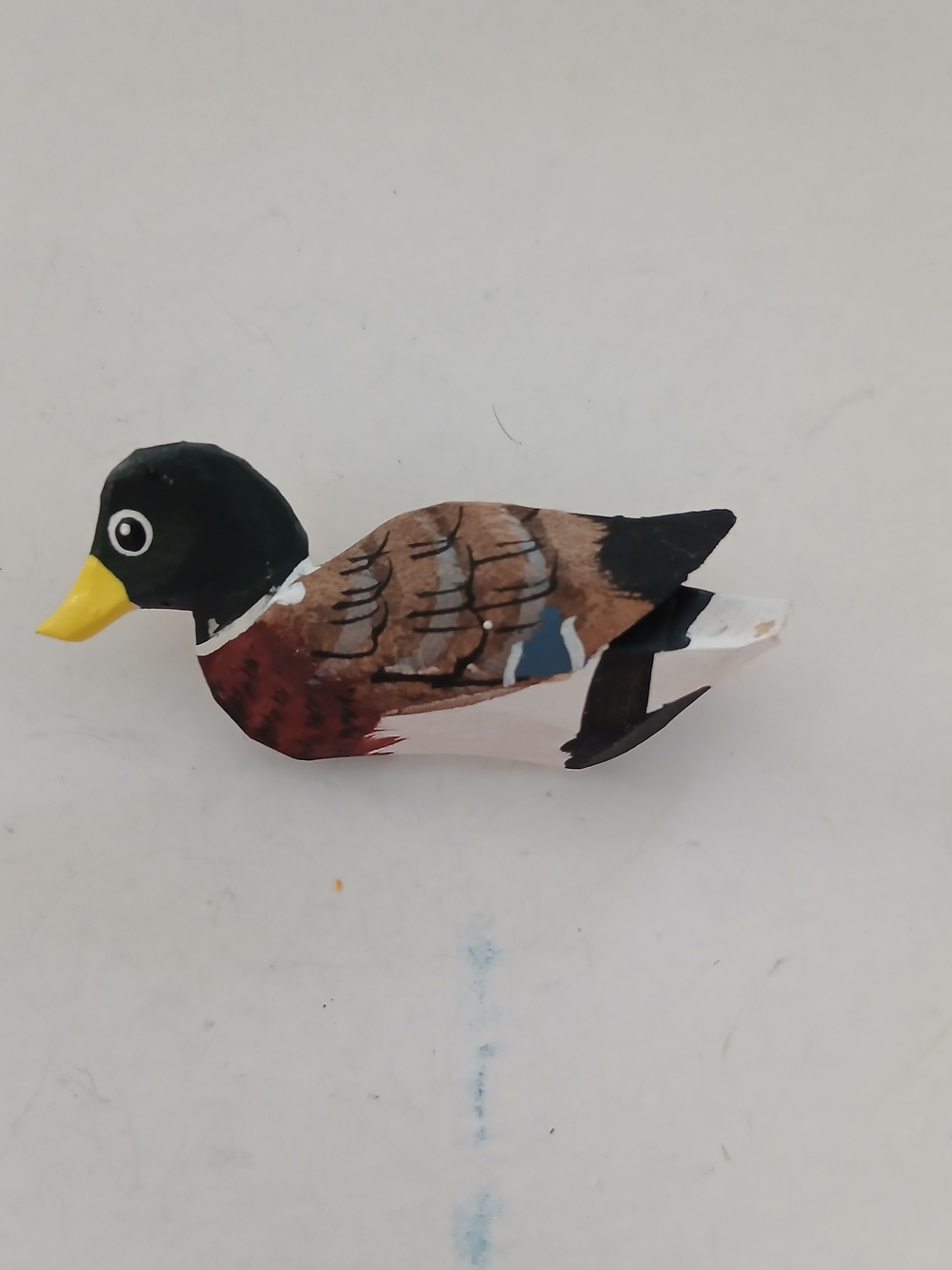 Handcrafted Duck Brooch Pin in Brown, Black & Yellow